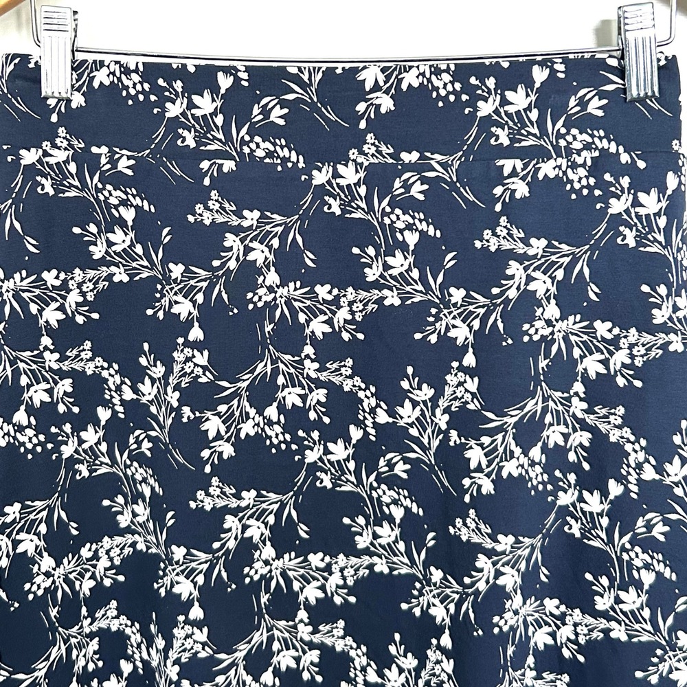 Pact French Navy Shoreline Floral Print Fit & Flare Swing Midi Skirt Size XXL - Picture 4 of 9